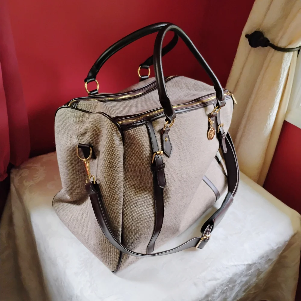 Stylish Tan and Brown Pet Carrier